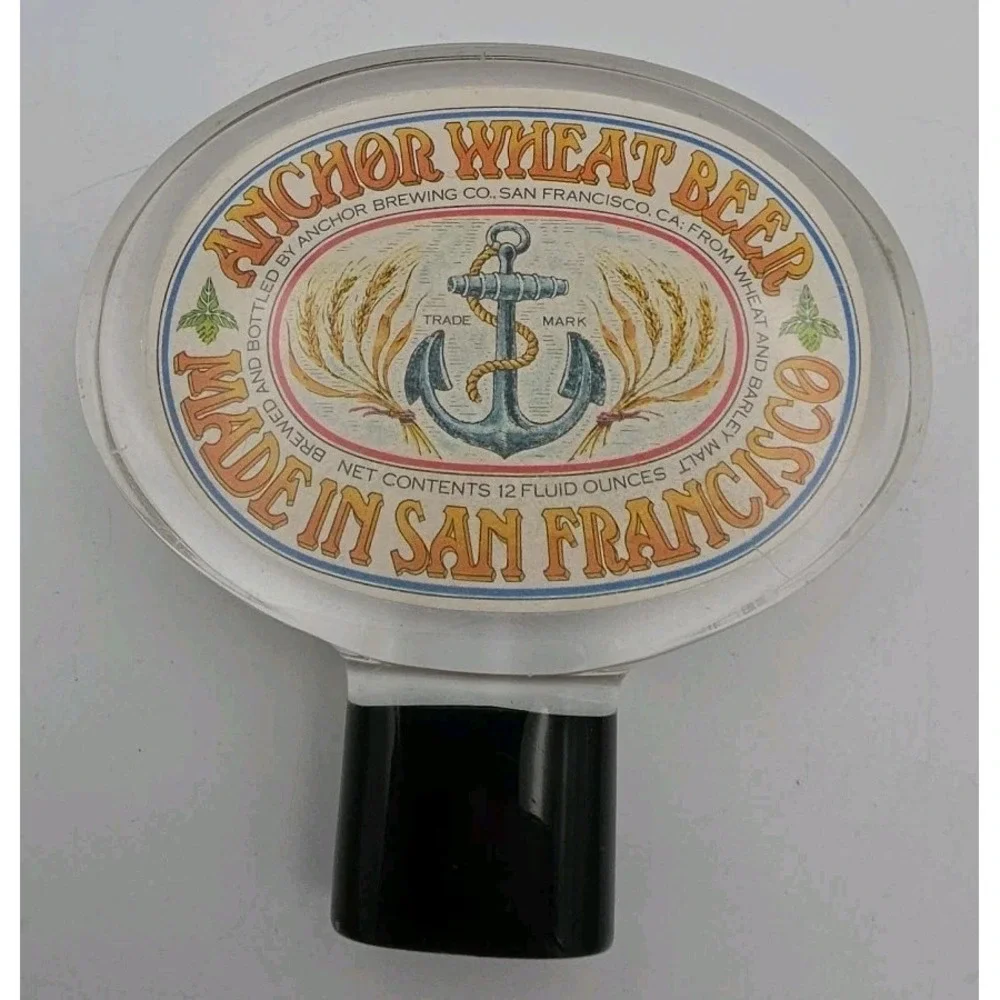 Vintage Anchor Wheat Beer Tap Handle San Francisco Anchor Brewing Co Lucite Oval